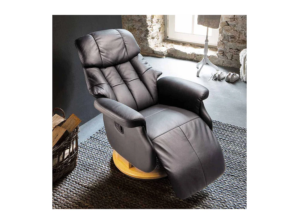 Fernsehsessel in Braun Leder verstellbar