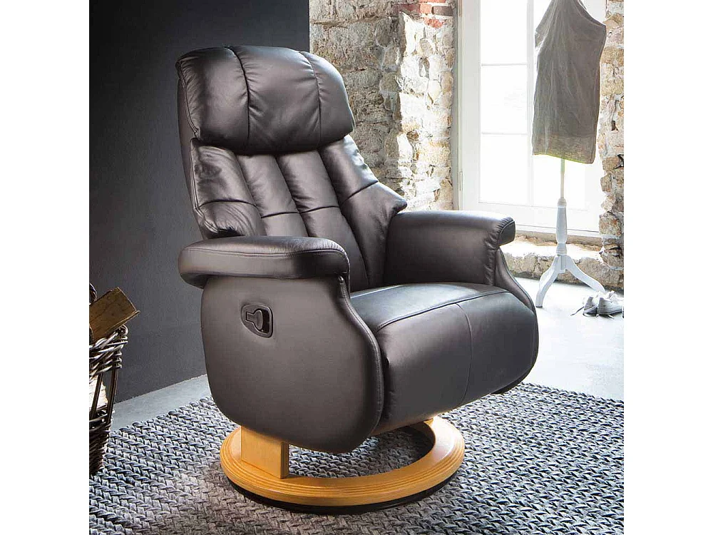 Fernsehsessel in Braun Leder verstellbar