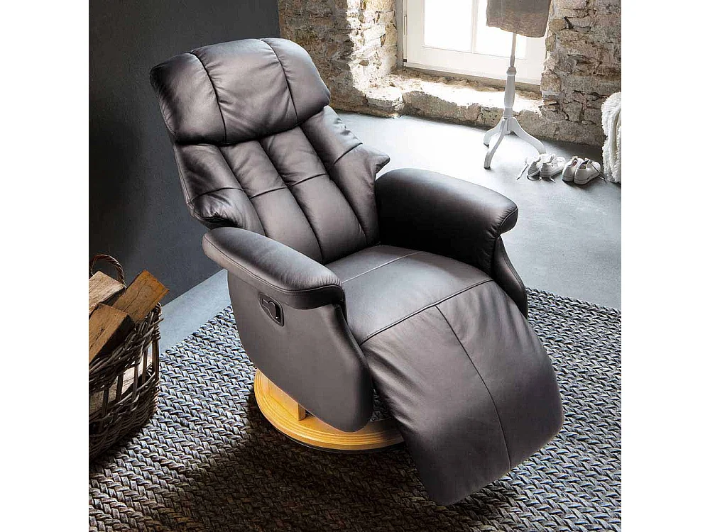 Fernsehsessel in Braun Leder verstellbar