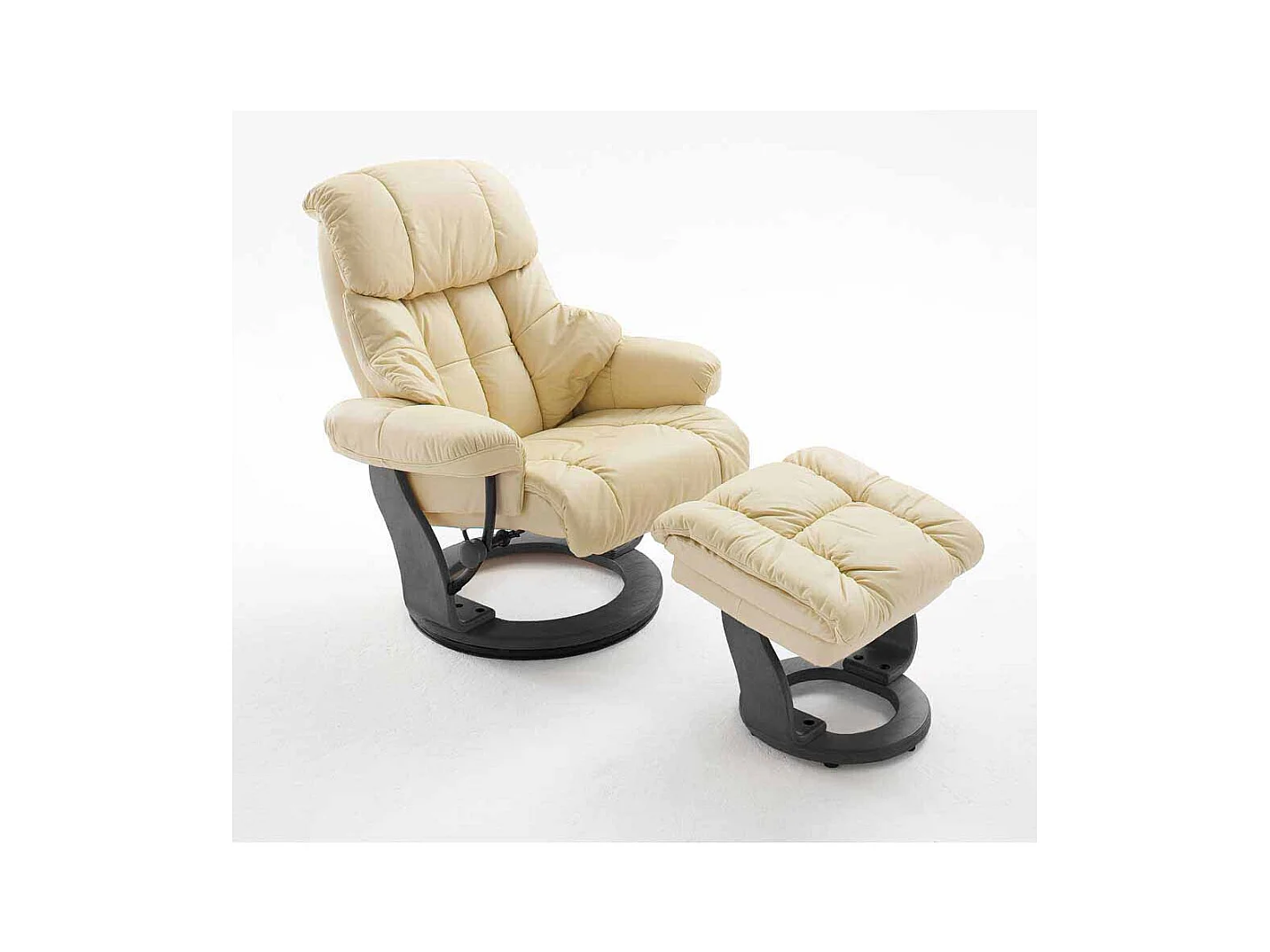 Fernsehsessel in Creme Weiß Schwarz Leder (zweiteilig)