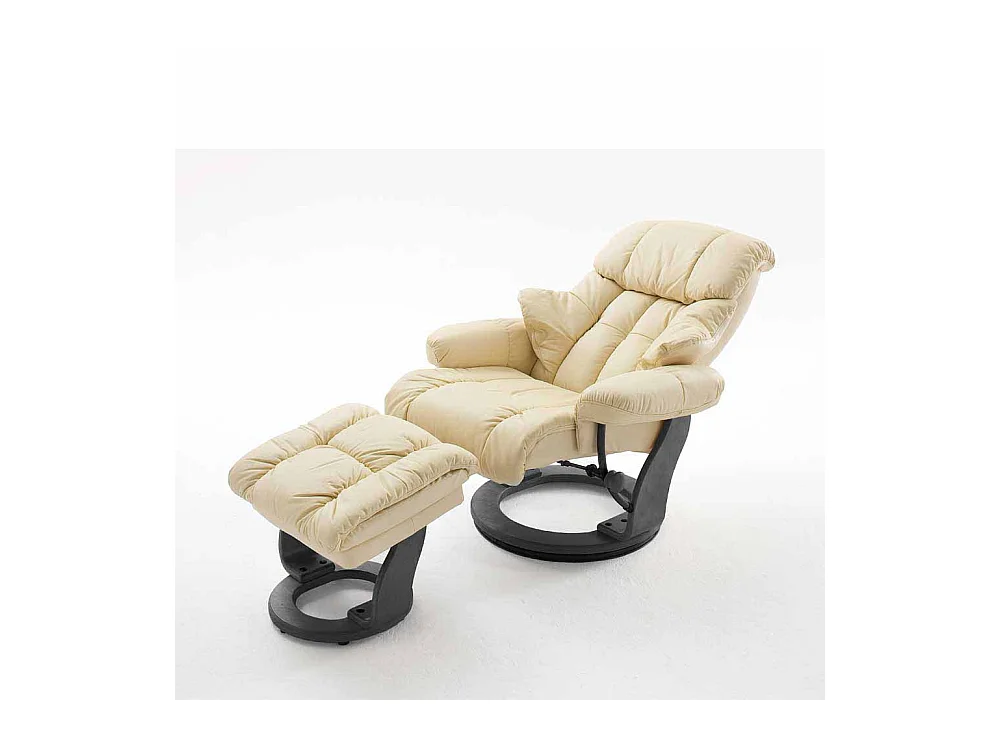 Fernsehsessel in Creme Weiß Schwarz Leder (zweiteilig)