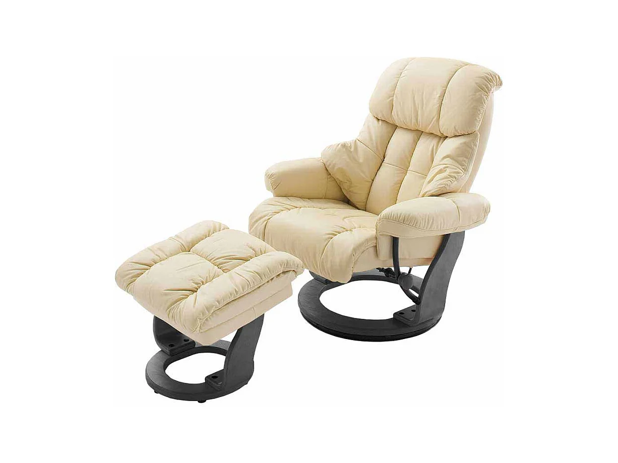 Fernsehsessel in Creme Weiß Schwarz Leder (zweiteilig)