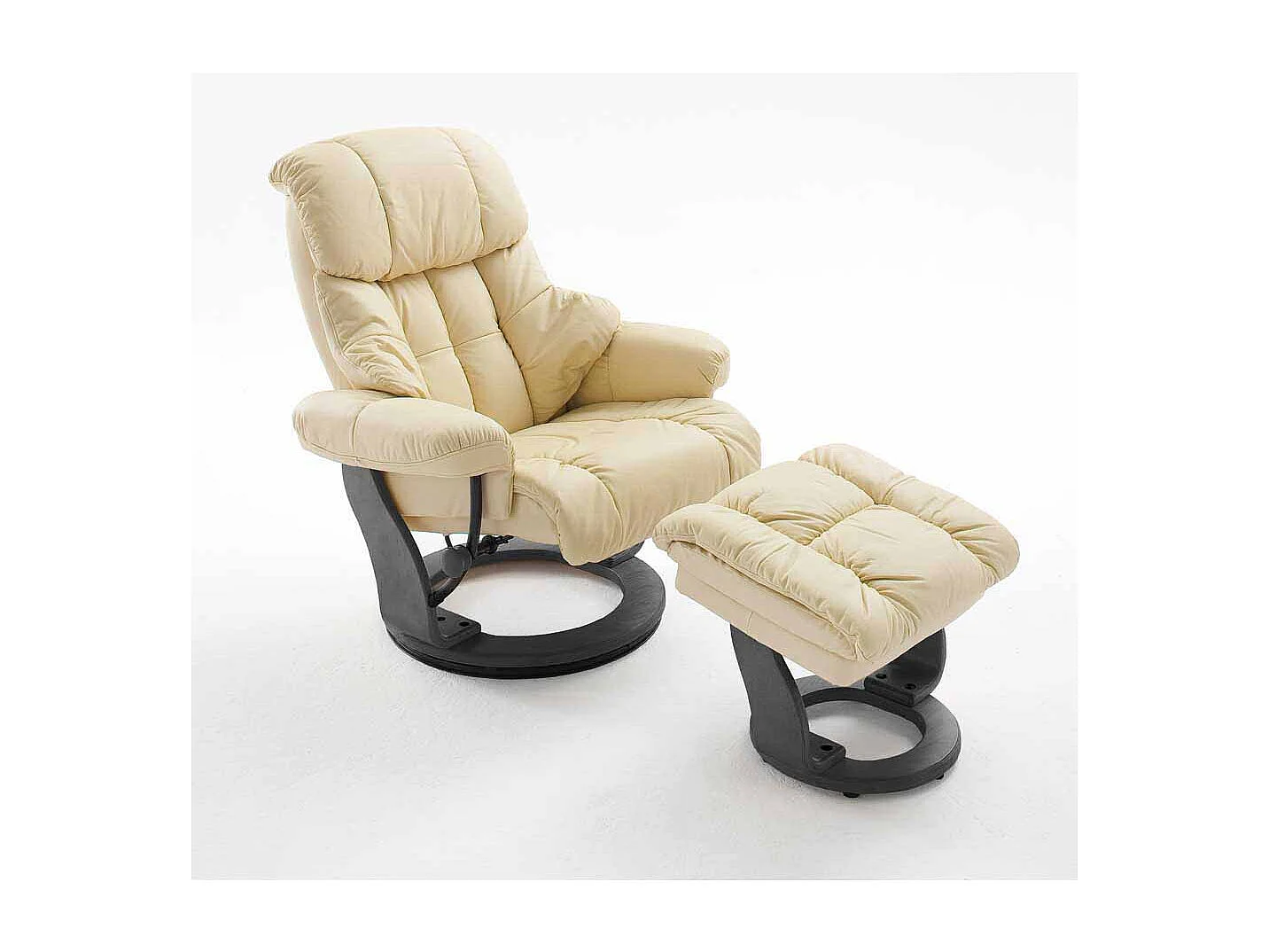 Fernsehsessel in Creme Weiß Schwarz Leder (zweiteilig)