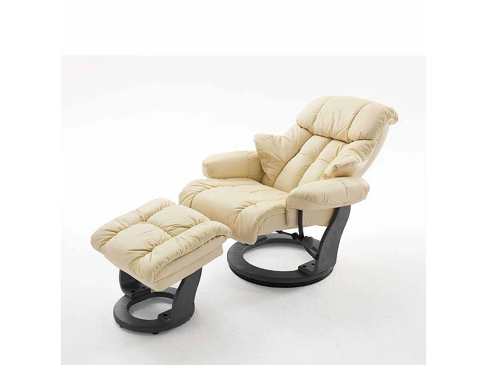 Fernsehsessel in Creme Weiß Schwarz Leder (zweiteilig)