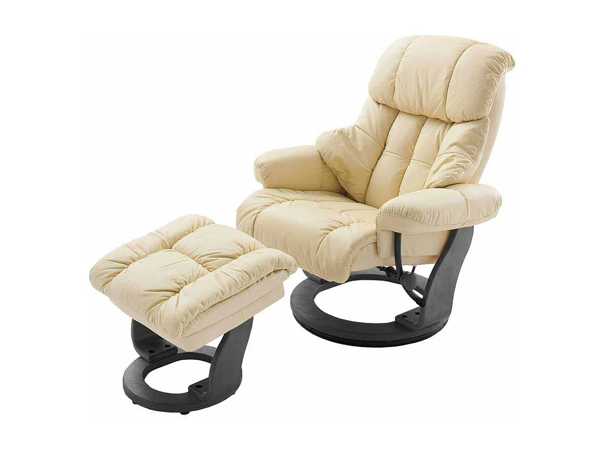 Fernsehsessel in Creme Weiß Schwarz Leder (zweiteilig)