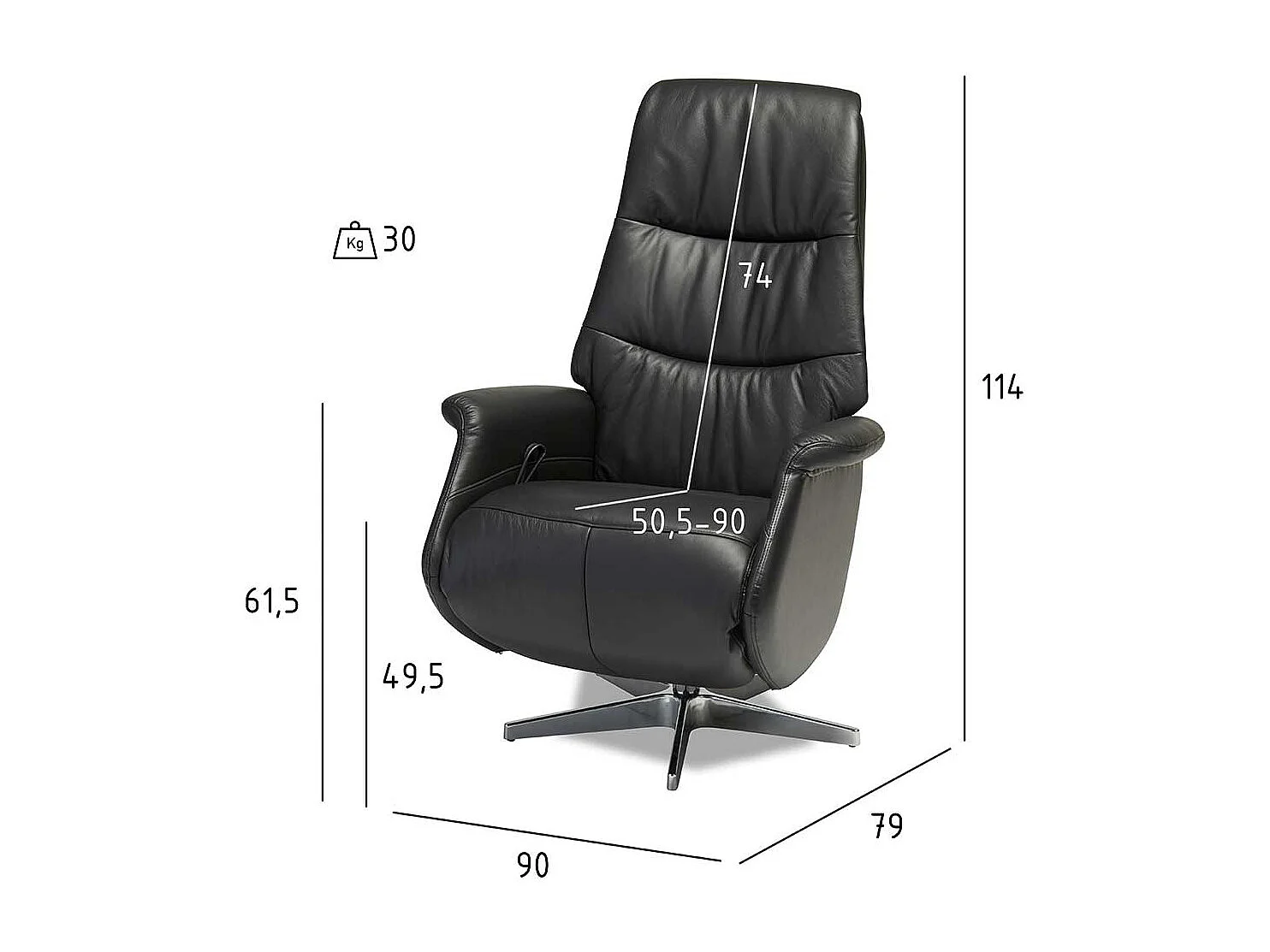 TV Sessel in Schwarz drehbar