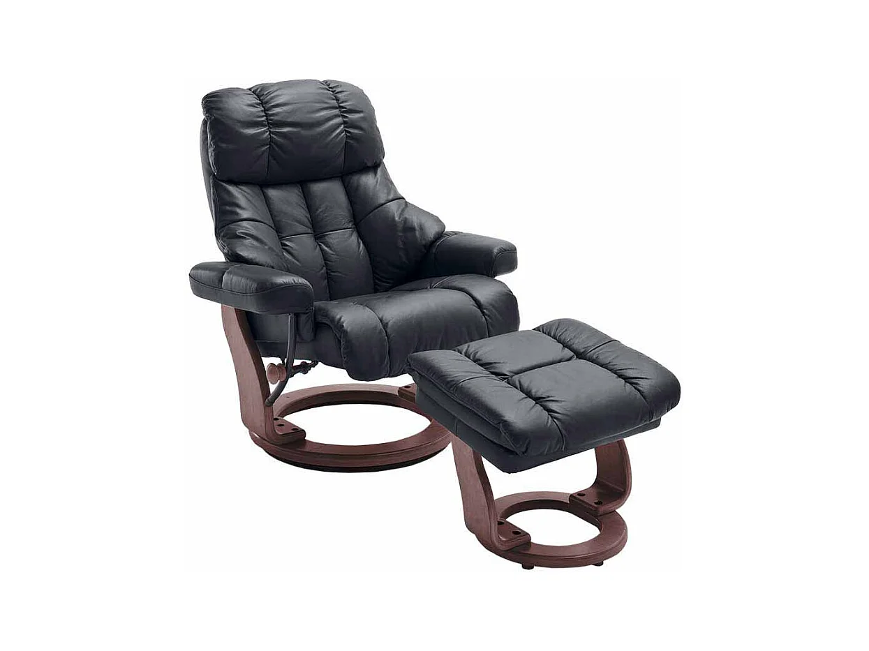 Leder Relaxsessel in Braun mit Hocker (zweiteilig)