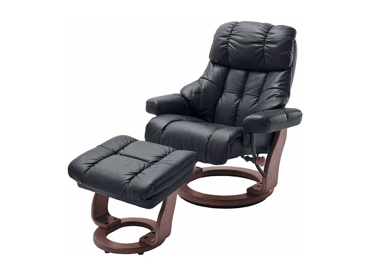 Leder Relaxsessel in Braun mit Hocker (zweiteilig)