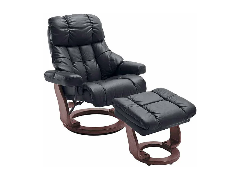 Leder Relaxsessel in Braun mit Hocker (zweiteilig)