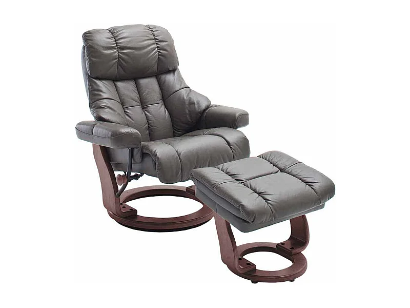 Fernsehsessel in Schlamm Leder mit Hocker (zweiteilig)