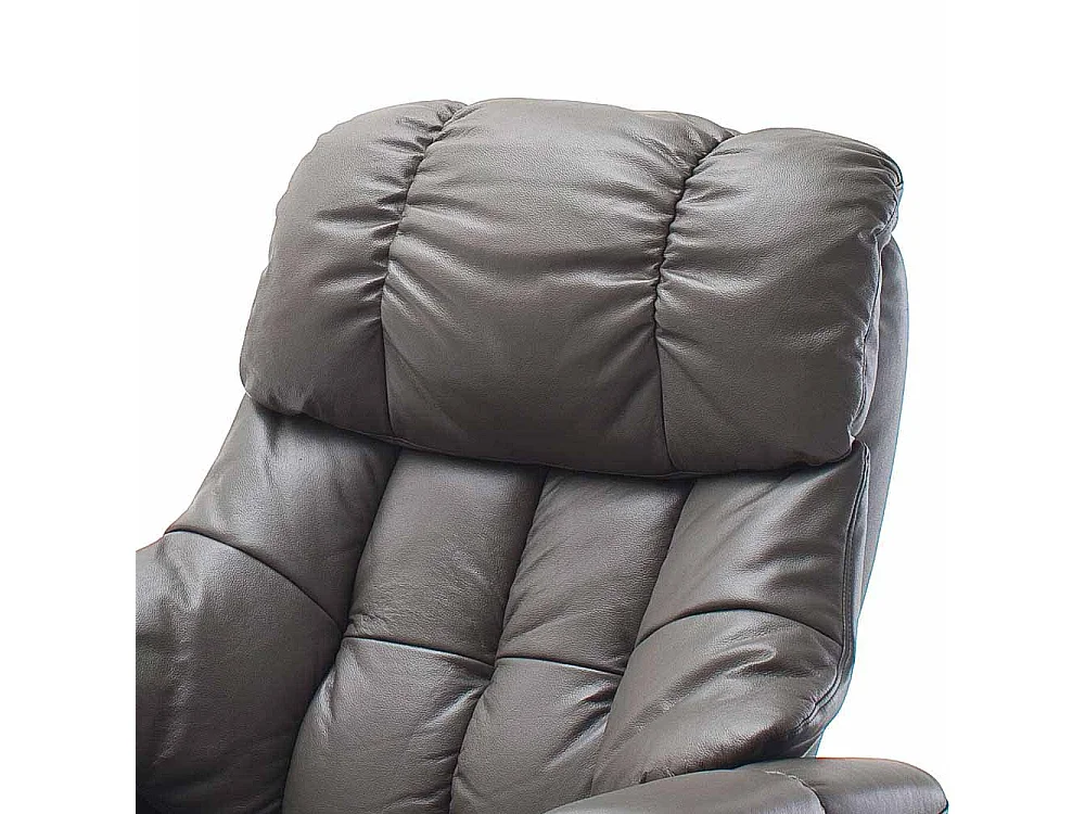 Fernsehsessel in Schlamm Leder mit Hocker (zweiteilig)