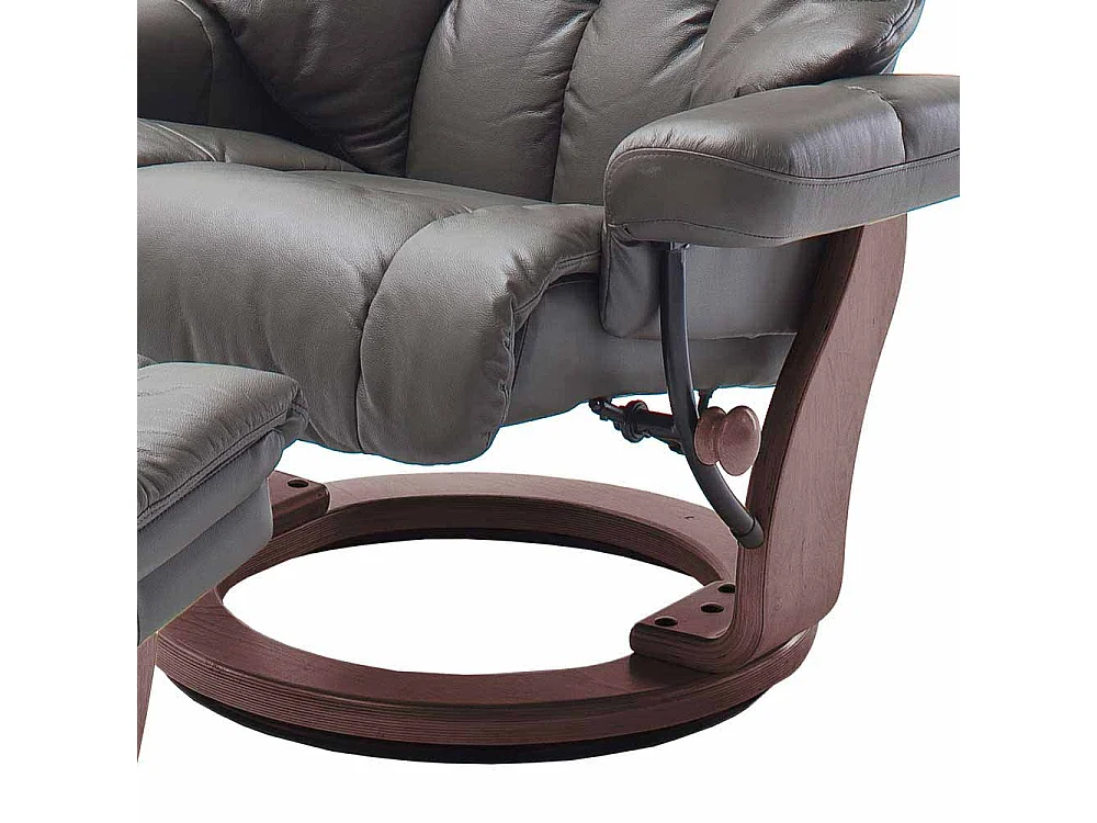 Fernsehsessel in Schlamm Leder mit Hocker (zweiteilig)