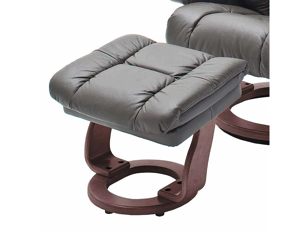 Fernsehsessel in Schlamm Leder mit Hocker (zweiteilig)