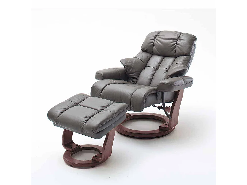 Fernsehsessel in Schlamm Leder mit Hocker (zweiteilig)