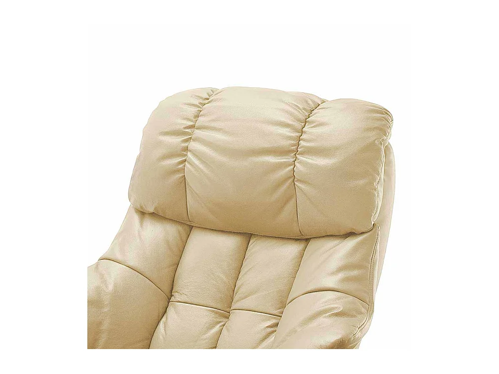 Relaxsessel in Creme Weiß Leder mit Hocker (zweiteilig)