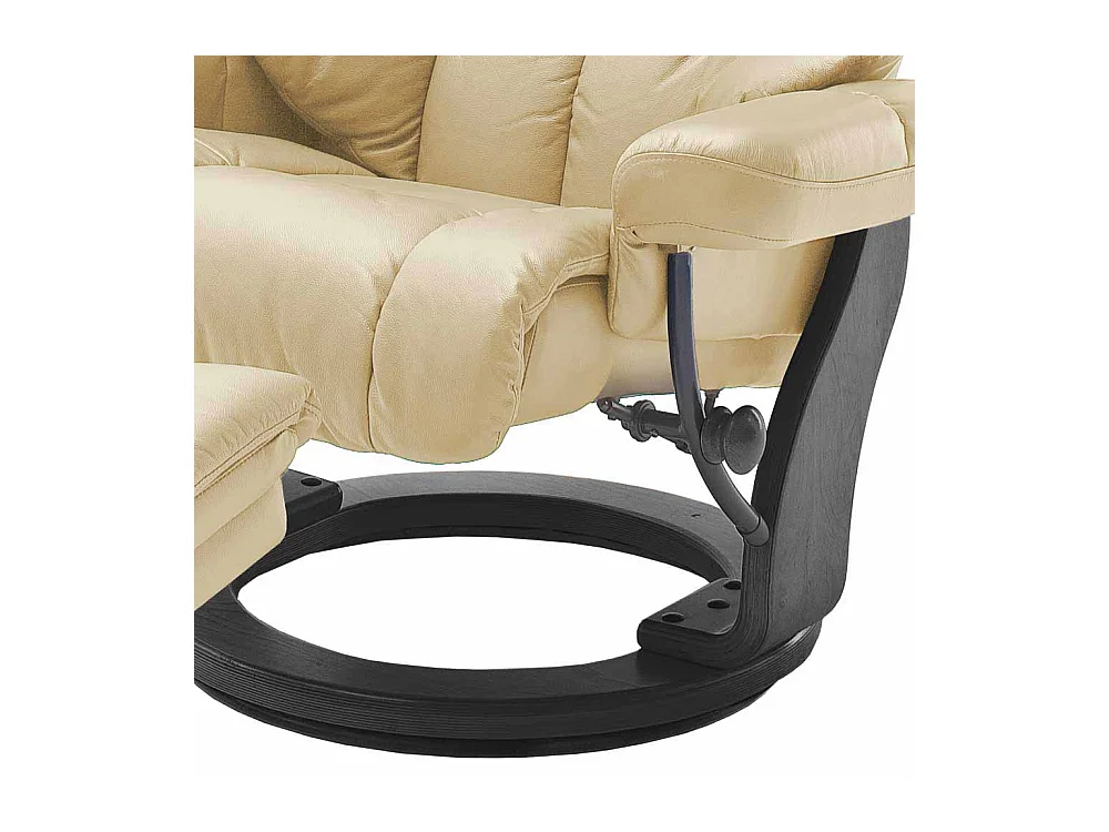 Relaxsessel in Creme Weiß Leder mit Hocker (zweiteilig)