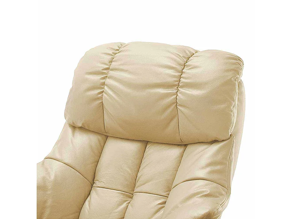 Relaxsessel in Creme Weiß Leder mit Hocker (zweiteilig)