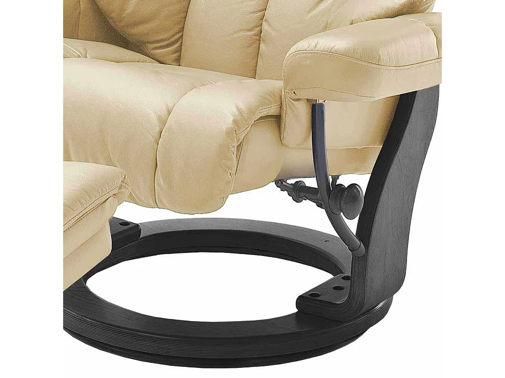 Relaxsessel in Creme Weiß Leder mit Hocker (zweiteilig)