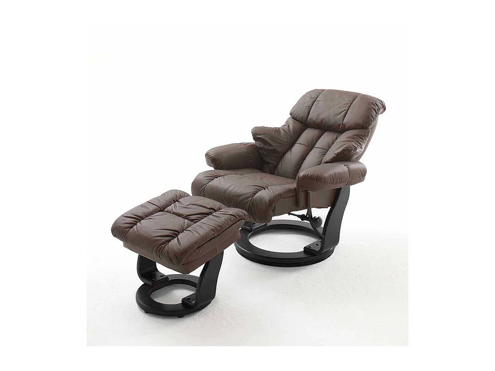 Relaxsessel in Braun Leder Schwarz (zweiteilig)