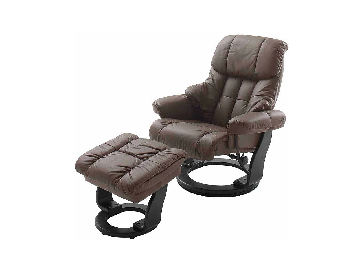 Relaxsessel in Braun Leder Schwarz (zweiteilig)