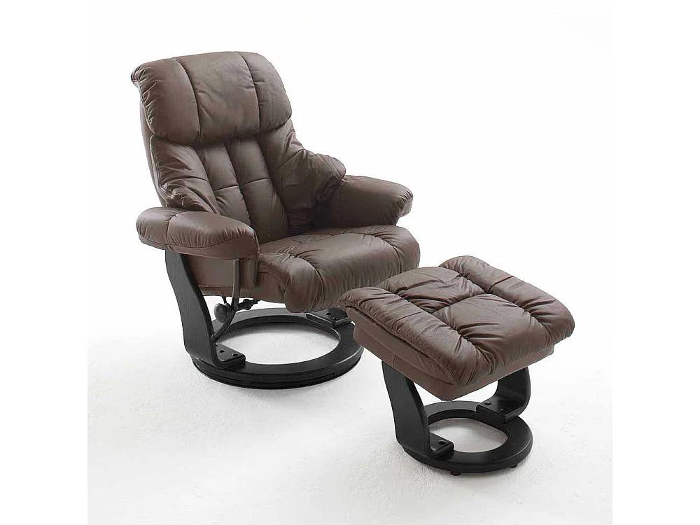 Relaxsessel in Braun Leder Schwarz (zweiteilig)