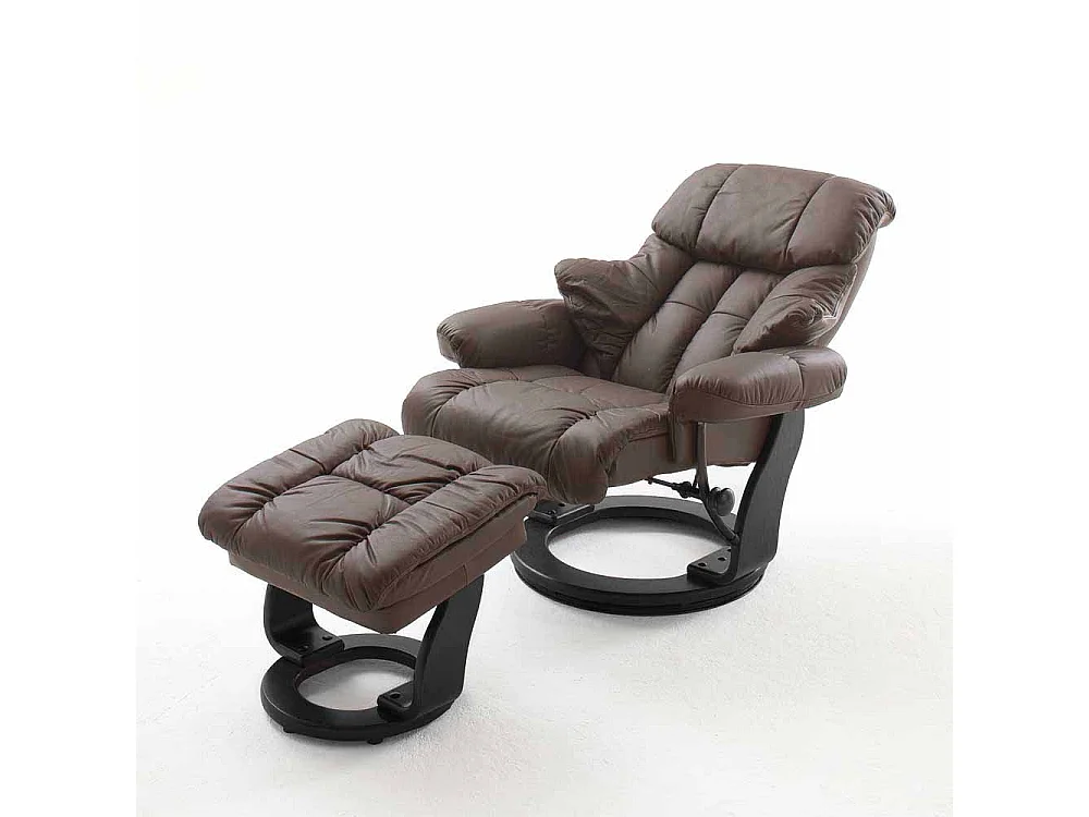 Relaxsessel in Braun Leder Schwarz (zweiteilig)