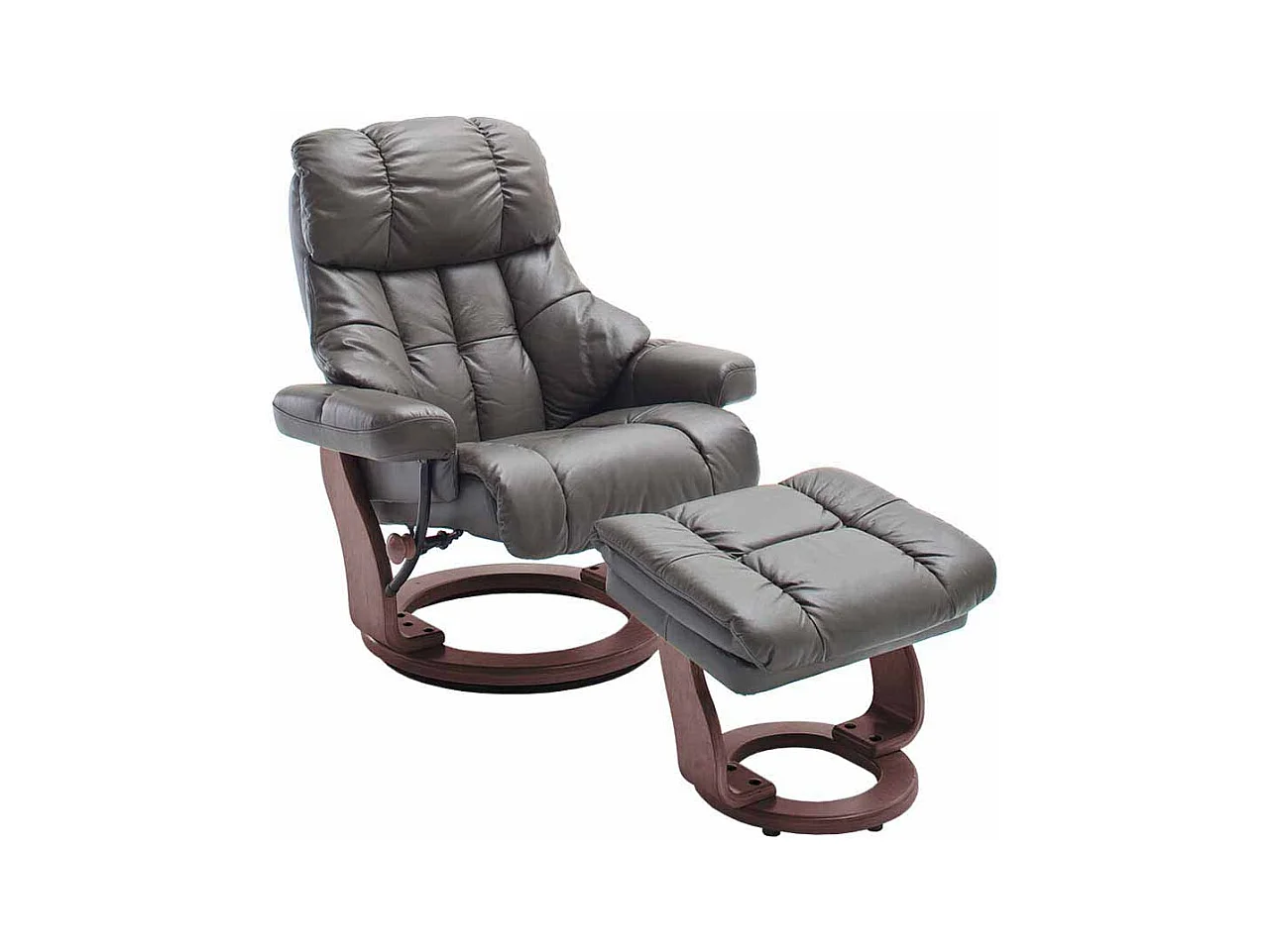 TV Relaxsessel in Schlamm Leder mit Hocker (zweiteilig)