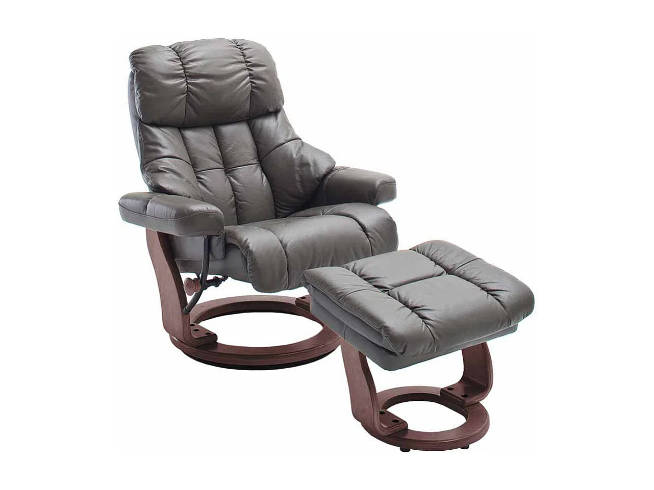 TV Relaxsessel in Schlamm Leder mit Hocker (zweiteilig)