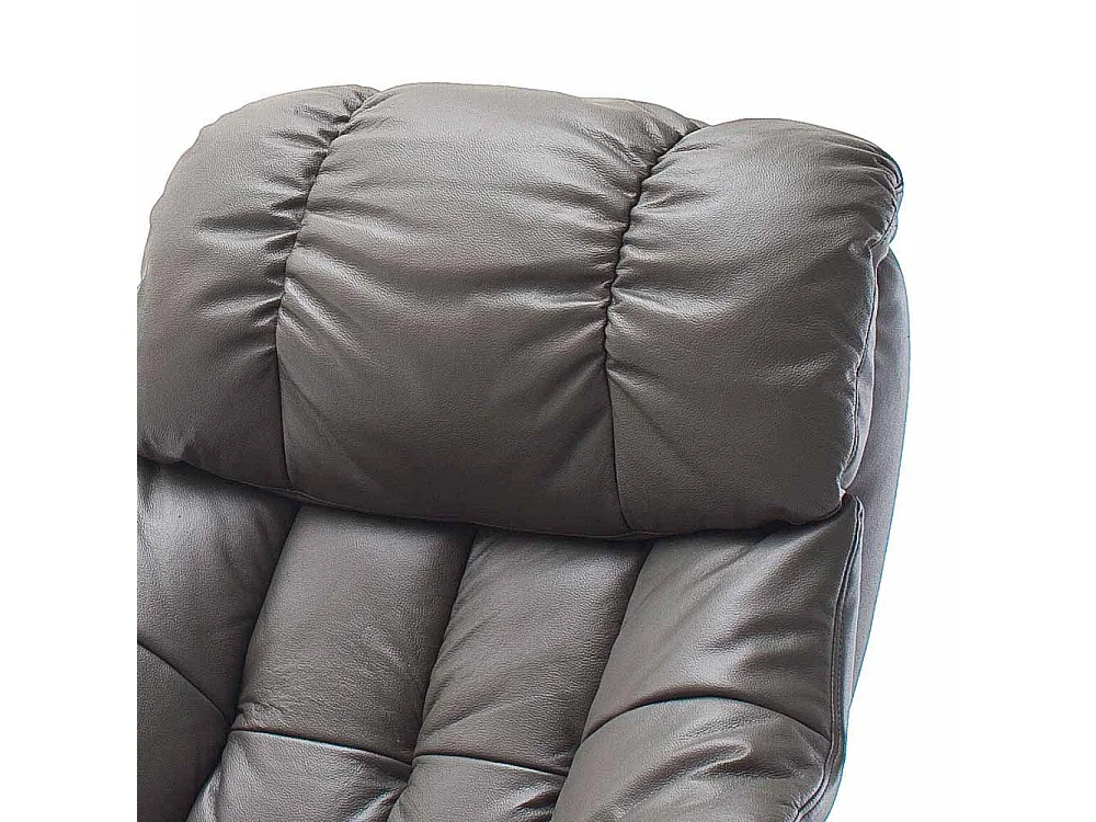 TV Relaxsessel in Schlamm Leder mit Hocker (zweiteilig)