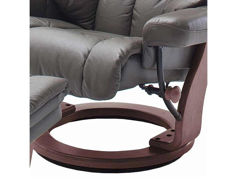 TV Relaxsessel in Schlamm Leder mit Hocker (zweiteilig)