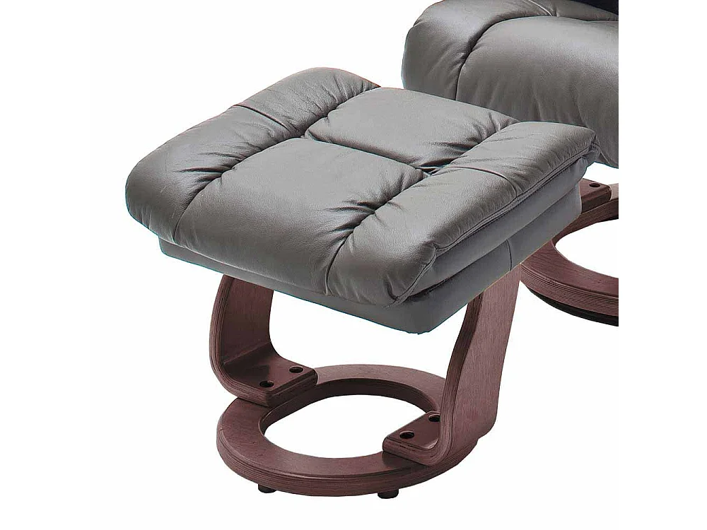 TV Relaxsessel in Schlamm Leder mit Hocker (zweiteilig)