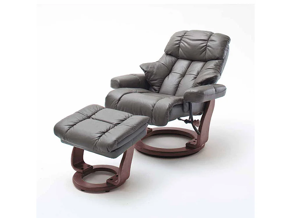 TV Relaxsessel in Schlamm Leder mit Hocker (zweiteilig)