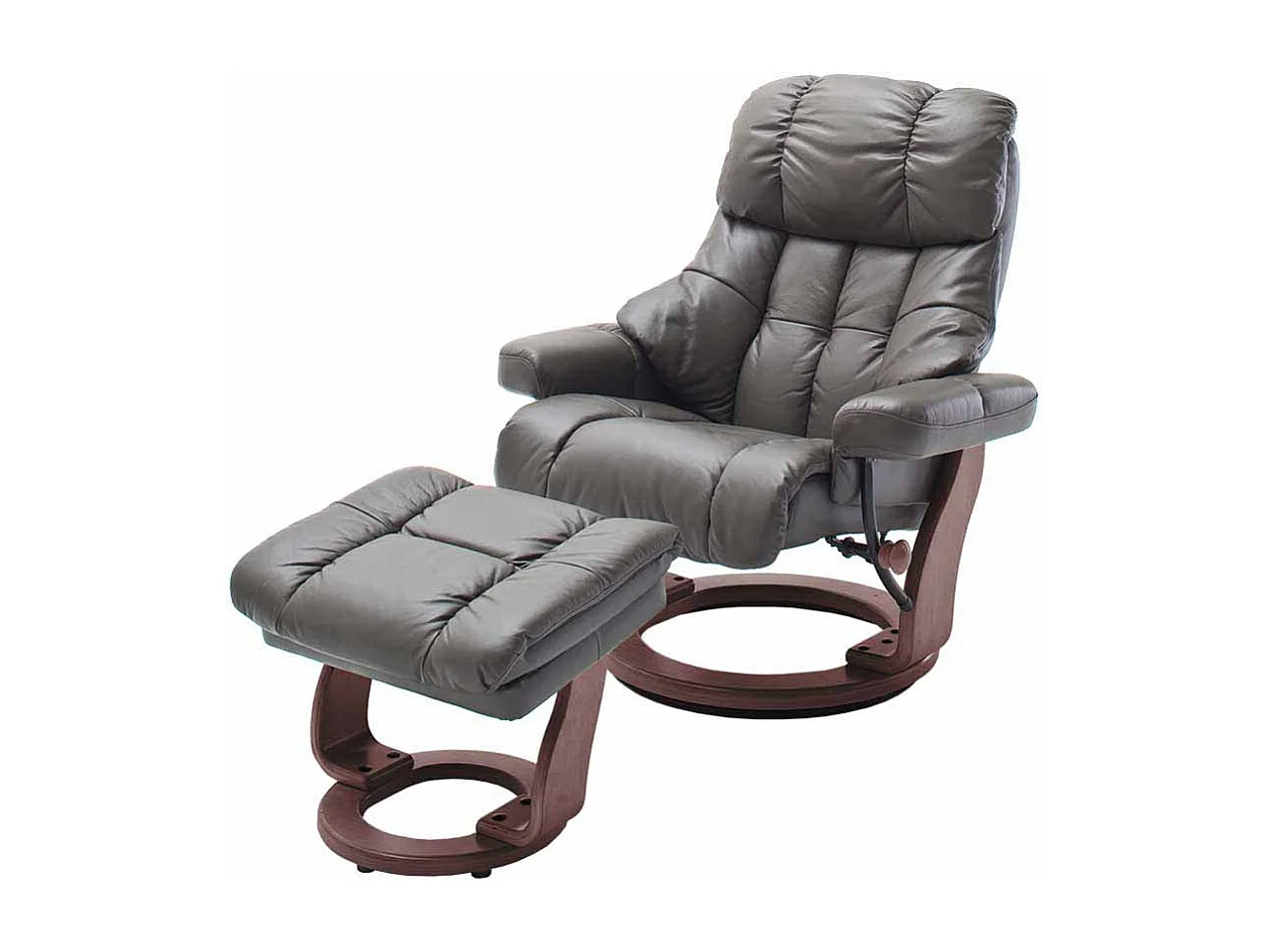 TV Relaxsessel in Schlamm Leder mit Hocker (zweiteilig)