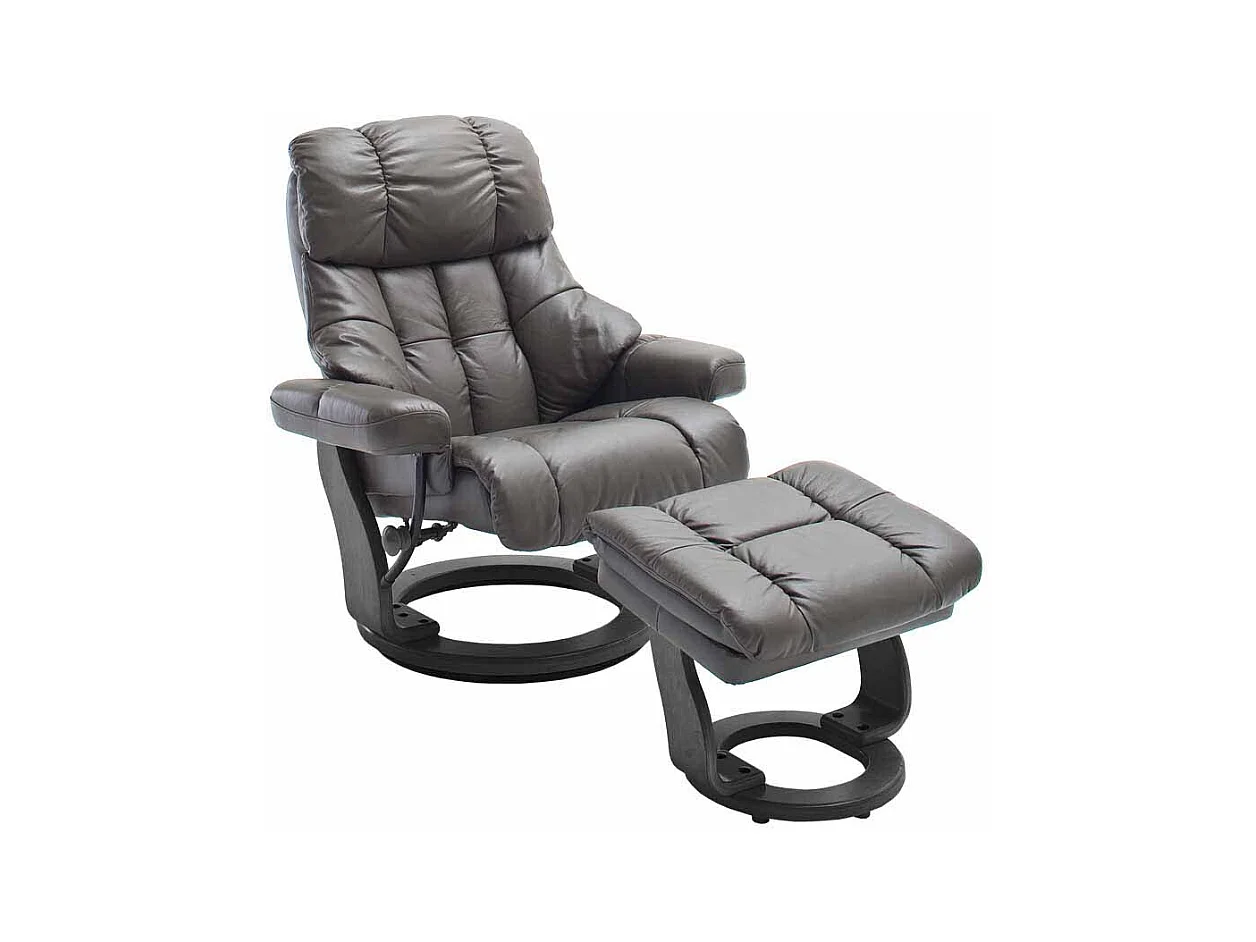 TV Sessel in Schlamm Leder mit Hocker (zweiteilig)