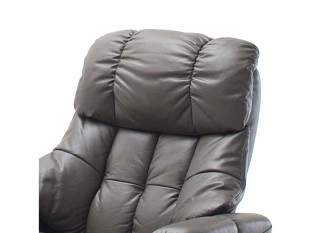 TV Sessel in Schlamm Leder mit Hocker (zweiteilig)