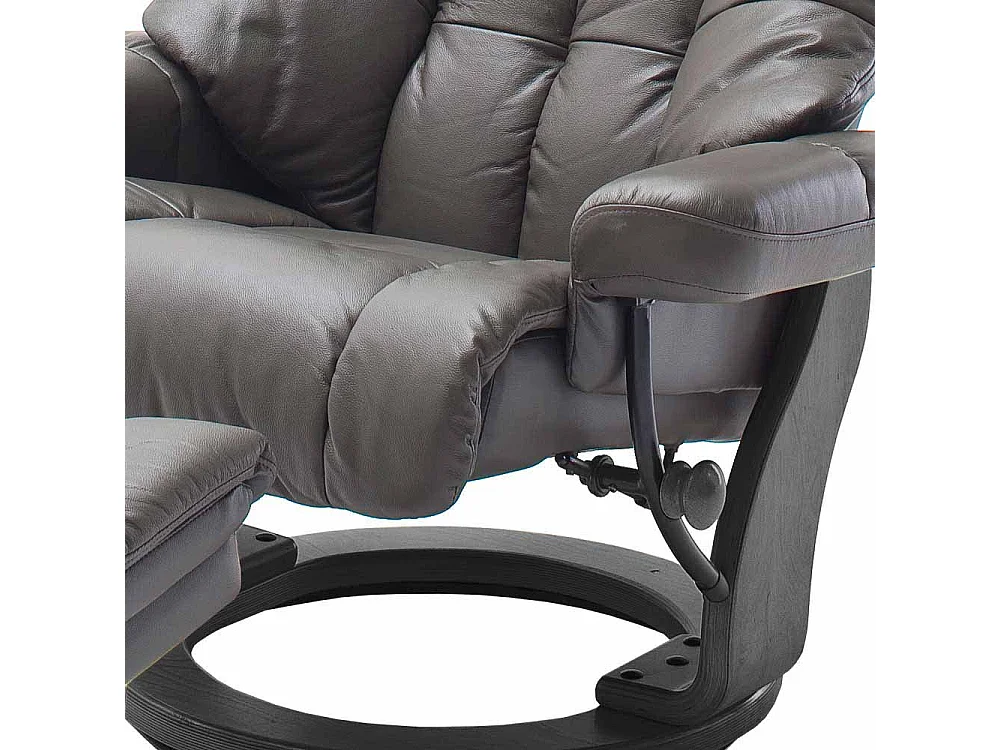 TV Sessel in Schlamm Leder mit Hocker (zweiteilig)