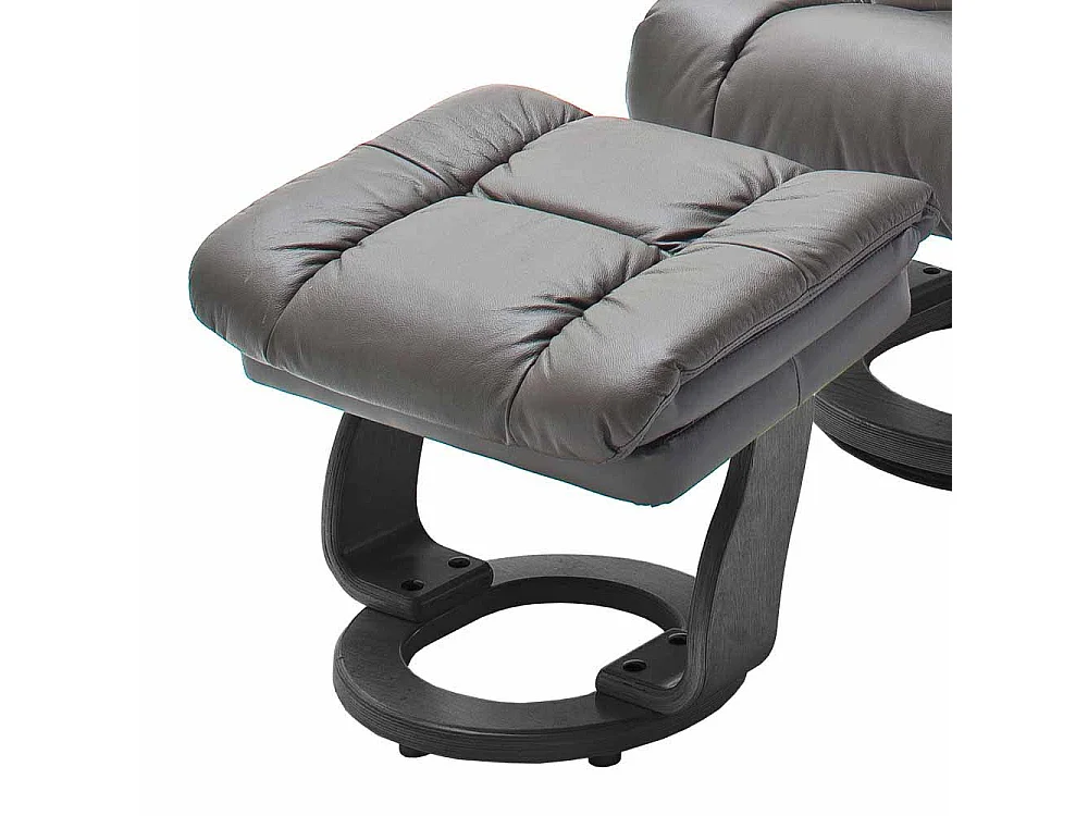 TV Sessel in Schlamm Leder mit Hocker (zweiteilig)