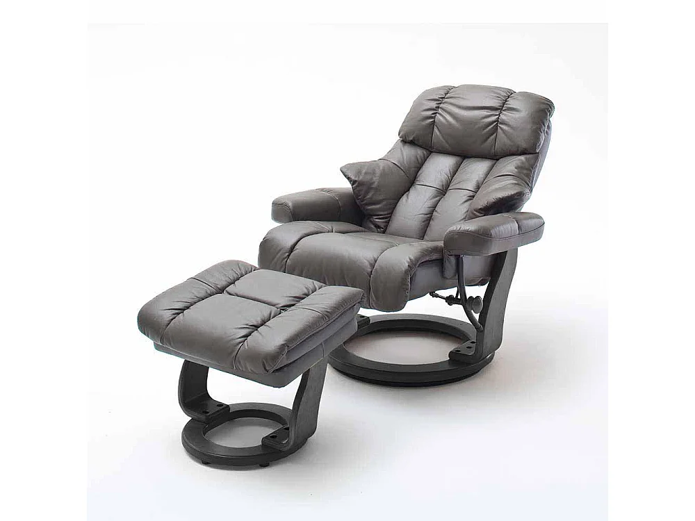 TV Sessel in Schlamm Leder mit Hocker (zweiteilig)