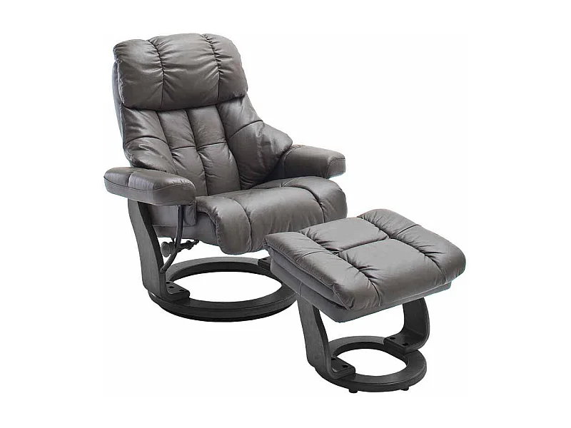 TV Sessel in Schlamm Leder mit Hocker (zweiteilig)