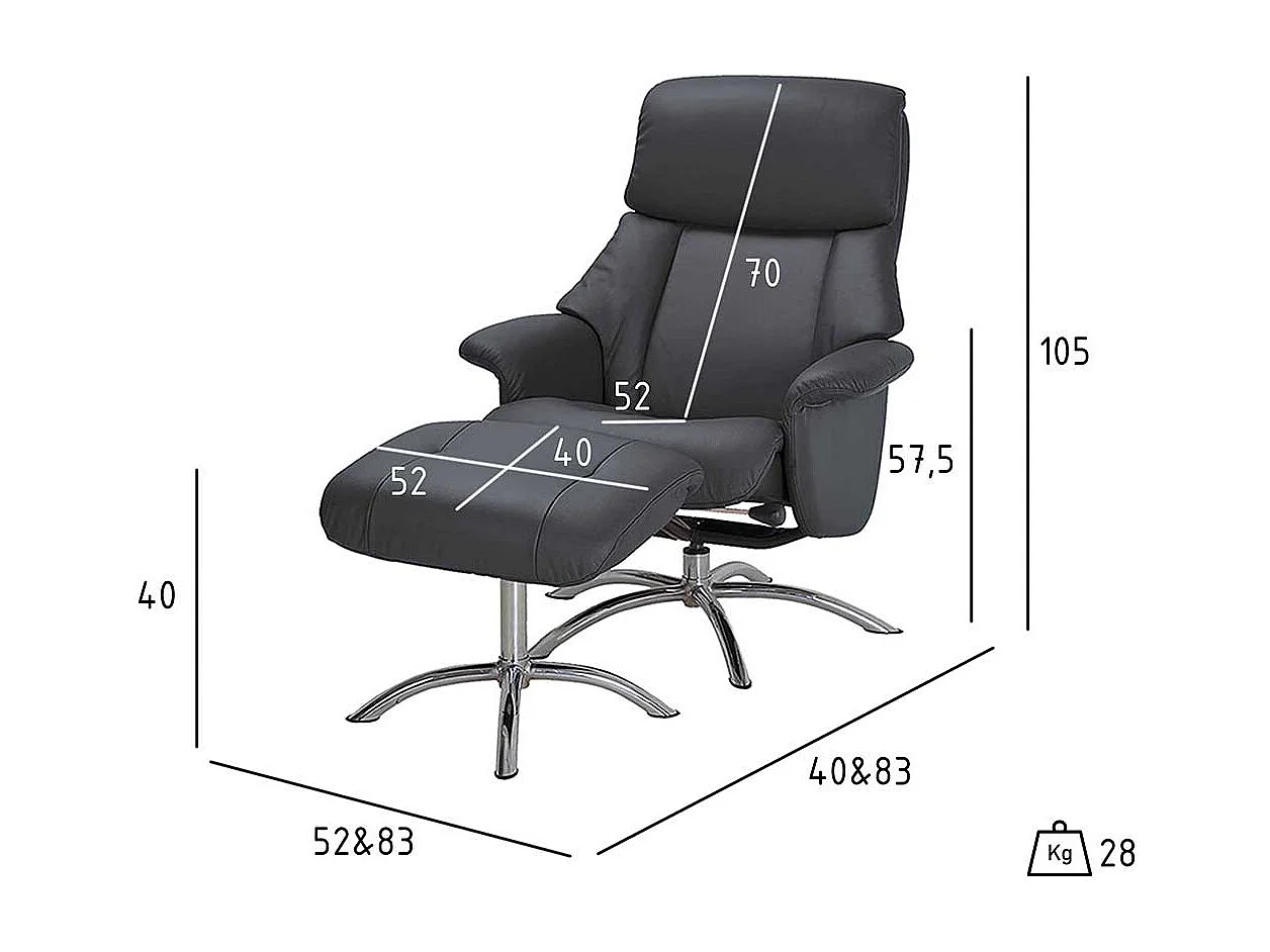 Relaxfernsehsessel in Schwarz Fu�hocker (zweiteilig)