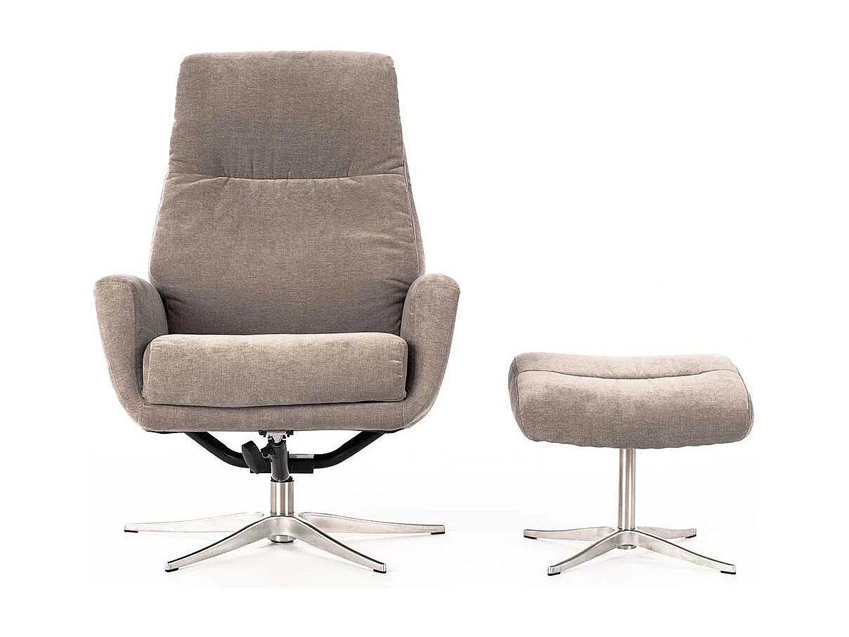 Relaxsessel in Hellgrau Samt Fußhocker (zweiteilig)