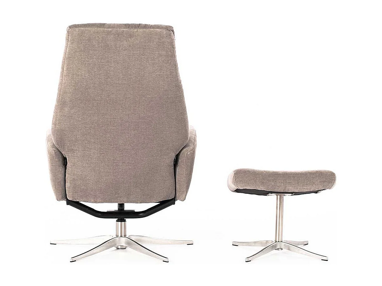 Relaxsessel in Hellgrau Samt Fußhocker (zweiteilig)