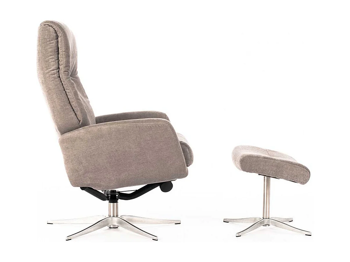 Relaxsessel in Hellgrau Samt Fußhocker (zweiteilig)