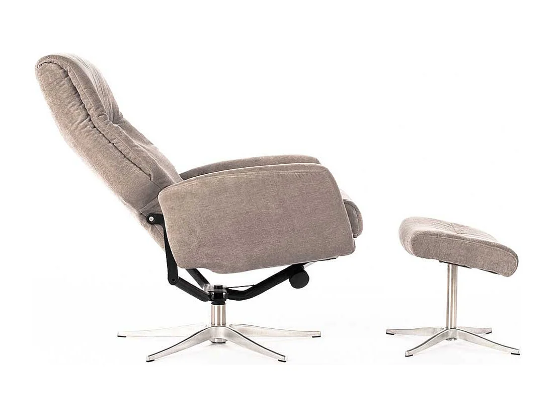Relaxsessel in Hellgrau Samt Fußhocker (zweiteilig)