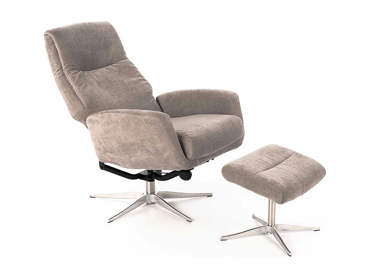 Relaxsessel in Hellgrau Samt Fußhocker (zweiteilig)