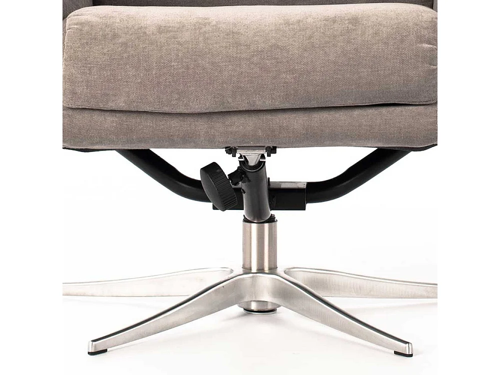 Relaxsessel in Hellgrau Samt Fußhocker (zweiteilig)