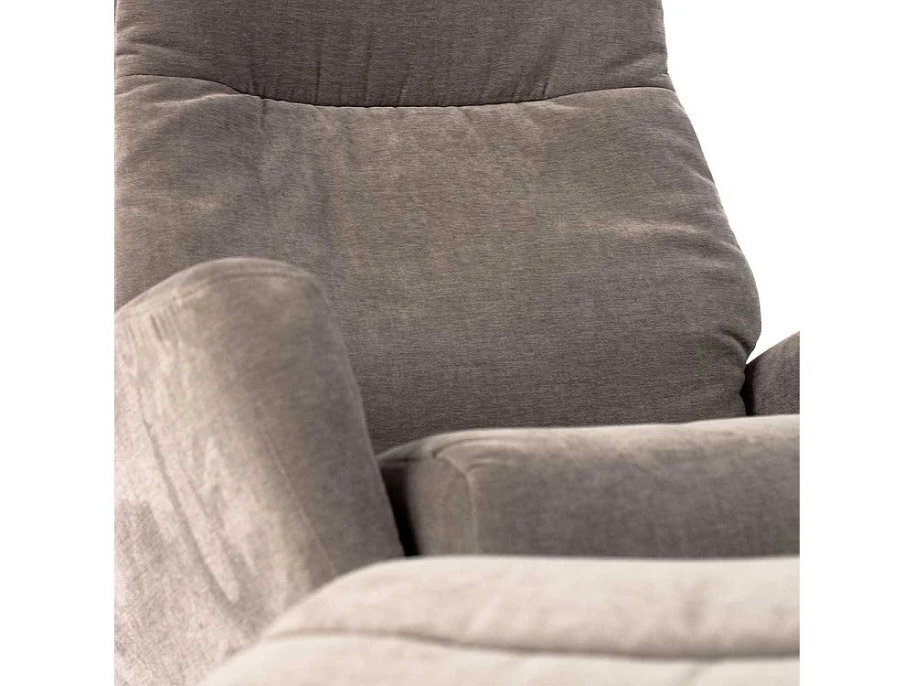 Relaxsessel in Hellgrau Samt Fußhocker (zweiteilig)