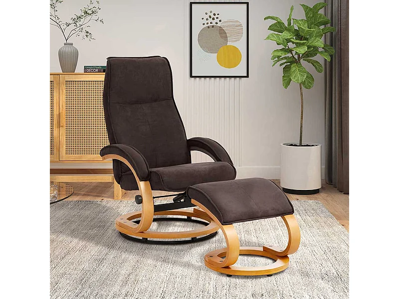 Lesesessel in Braun Microfaser drehbar (zweiteilig)