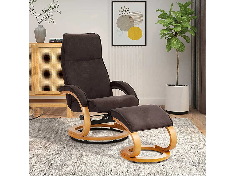 Lesesessel in Braun Microfaser drehbar (zweiteilig)