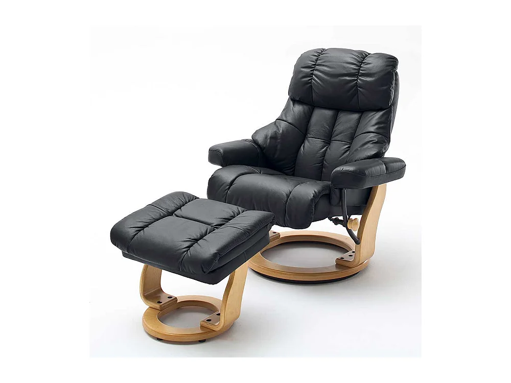 TV Sessel in Schwarz Leder Relaxfunktion (zweiteilig)